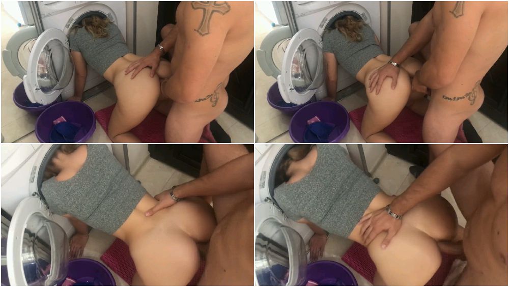 My stupid step sister stuck in a washing machine and i fucked her tight ass...