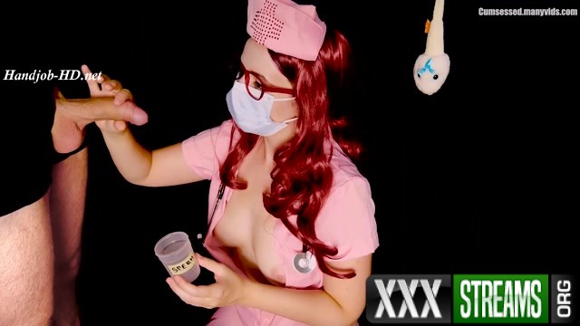 Nurse Collects Sperm in Specimen Cup Cumsessed HandJob 00011
