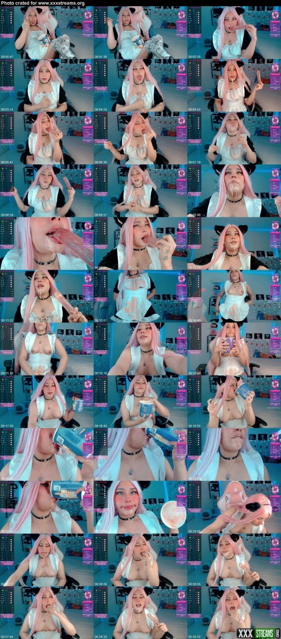 Sweetalienbunny ice cream waterfall out and in during dildo fuck